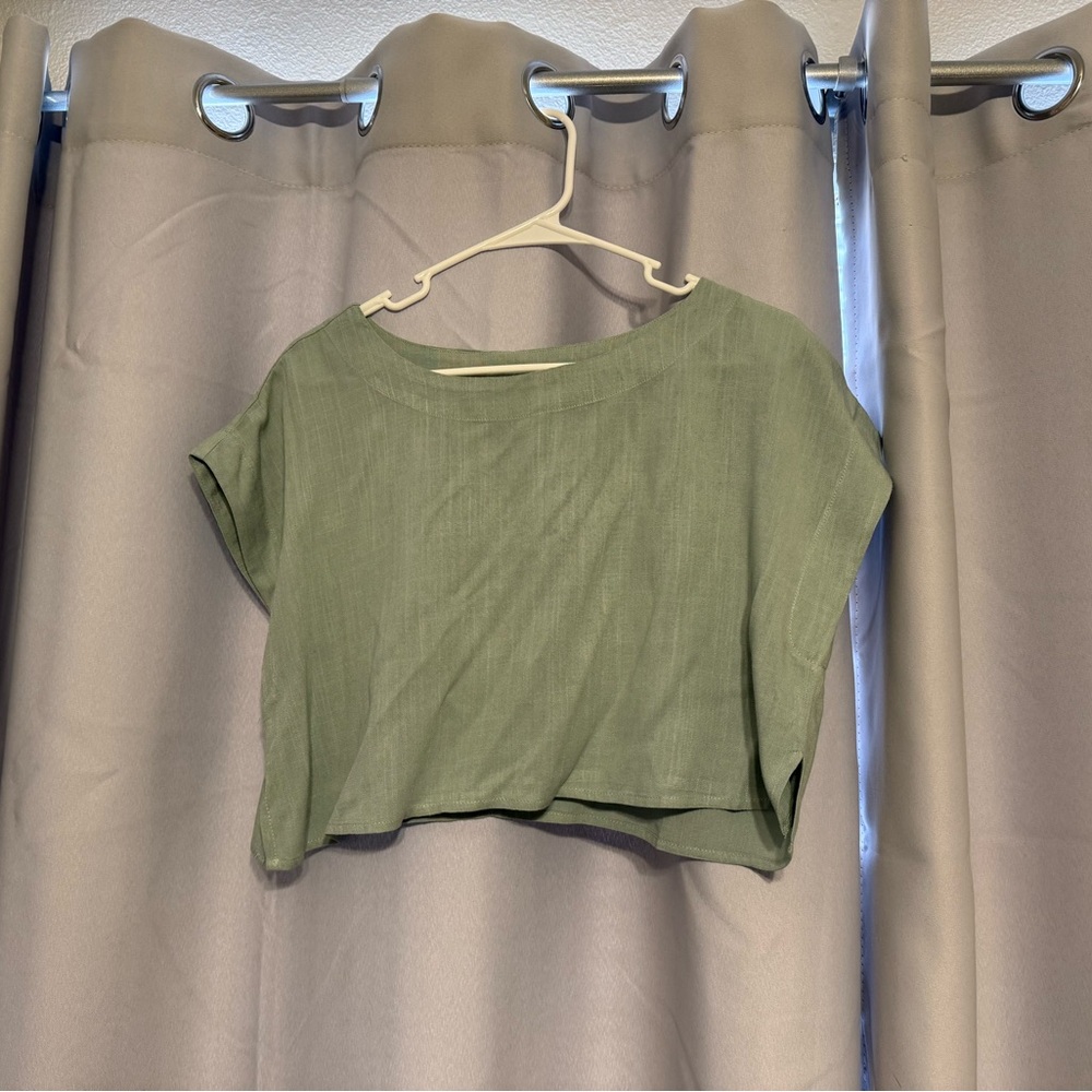Altar'd State Boxy Sage Green Crop Top